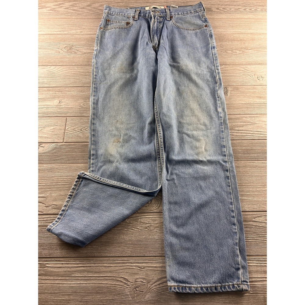 Levis 550 Mens 33x32 Relaxed Fit Blue Denim Jeans Faded Vintage 90s